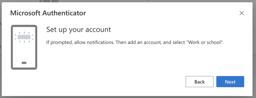Microsoft Authenticator セットアップアカウント。