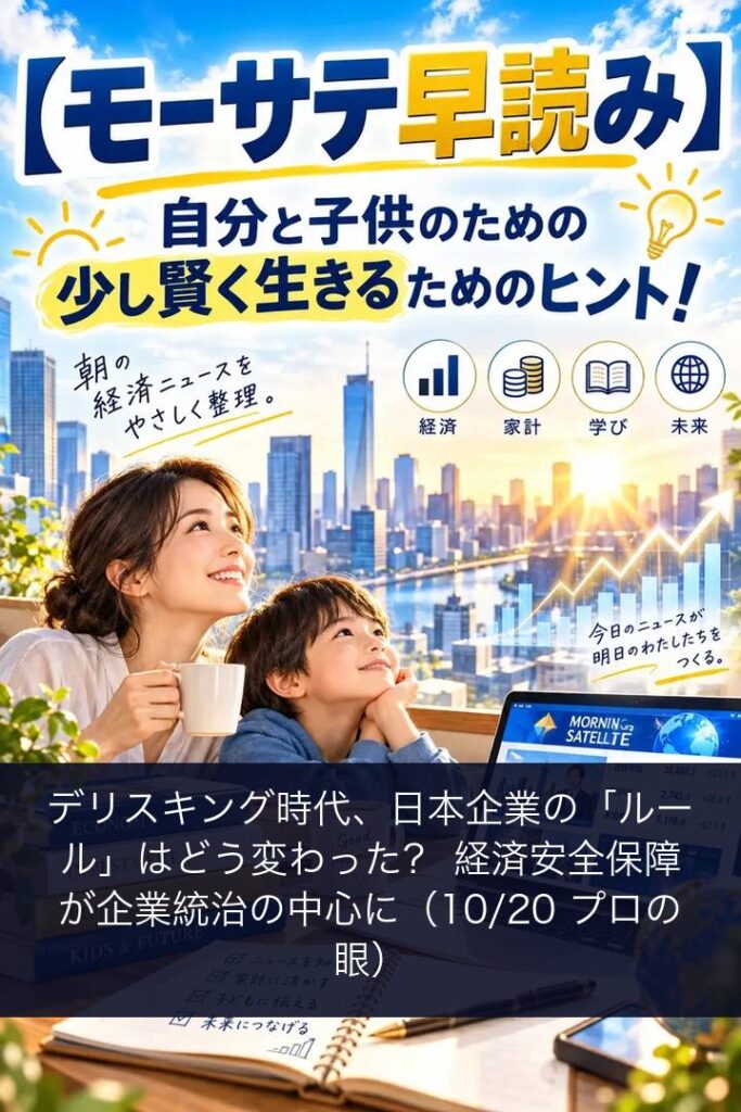 【モーサテ早読み】デリスキング時代、日本企業の「ルール」はどう変わった？ 経済安全保障が企業統治の中心に（10/20 プロの眼）